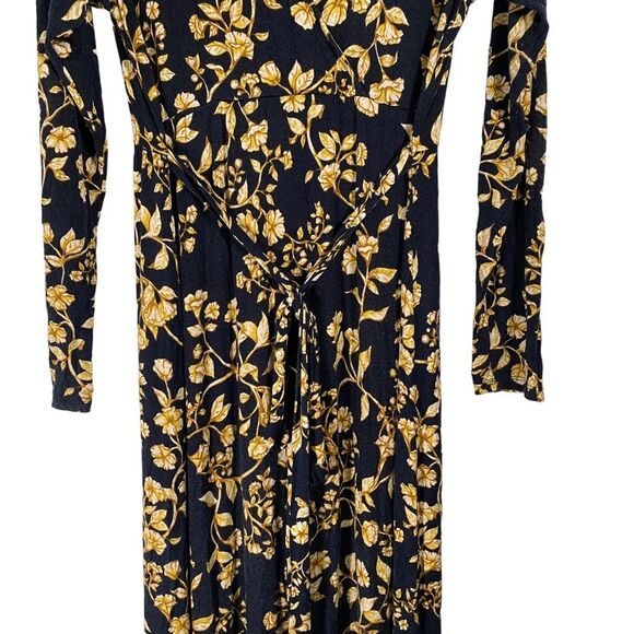 JESSICA SIMPSON MATERNITY Size Large NAVY BLUE & GOLD FLORAL V-NECK MAXI DRESS - Picture 9 of 12
